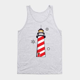 Candy Cane Christmas Lighthouse Tank Top